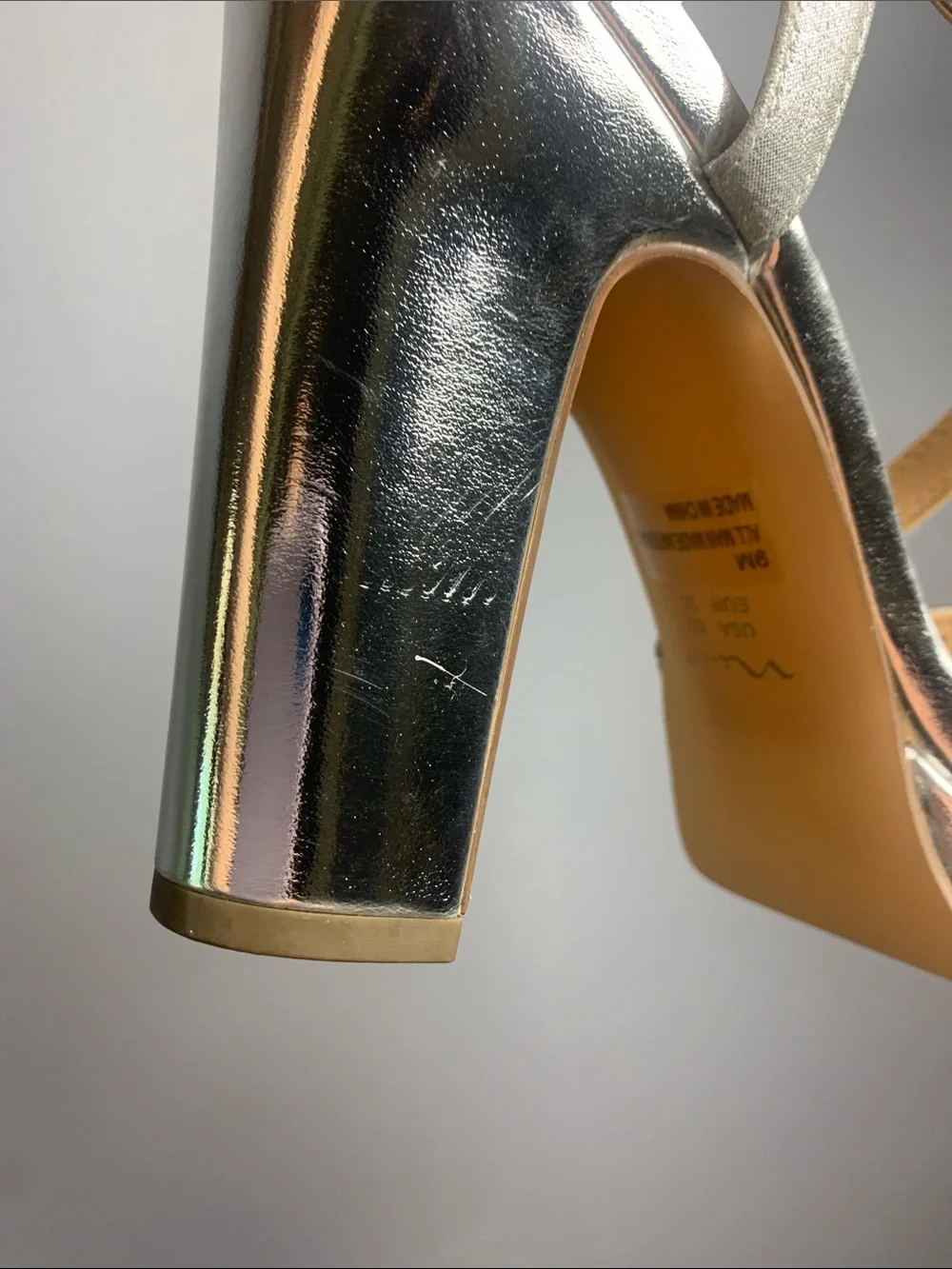 Nina Women’s Platform Silver with Rhinestones Sandals 9M NIB Heel Strap Slip on
